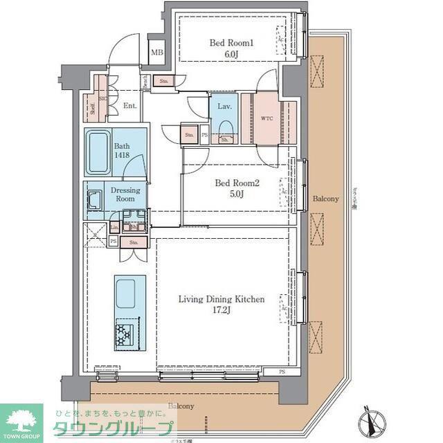 LUXENAPAWS藤沢(2SLDK/2階)の間取り写真