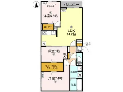 マーレ・カルモ(3LDK/2階)の間取り写真