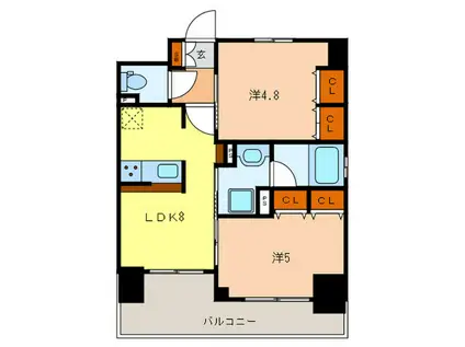 EC神戸ハーバーランド前Vアクア(2LDK/2階)の間取り写真