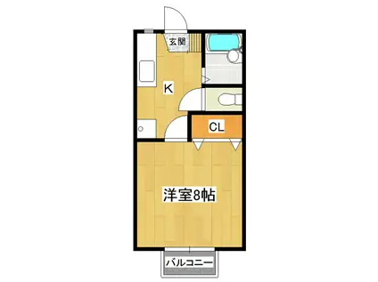 コーポマナカ(1K/1階)の間取り写真