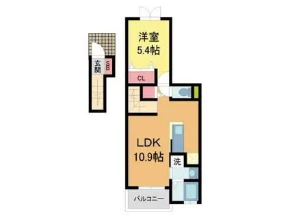 グレイスヒルズ ウエガハラII(1LDK/2階)の間取り写真