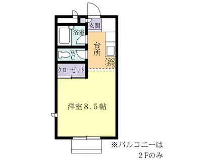 パークサイド梅園C(ワンルーム/1階)の間取り写真
