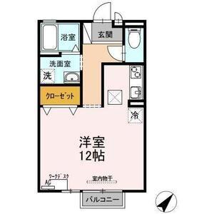 IRIS(ワンルーム/1階)の間取り写真
