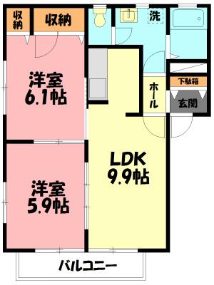 クレール湘南(2LDK/2階)の間取り写真