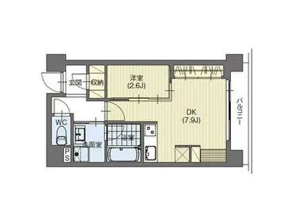 CLARITY星ヶ丘(1DK/2階)の間取り写真