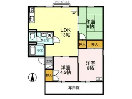 セジュール北八代(3LDK/1階)の間取り写真