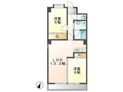 御幸レジデンス(2LDK/4階)の間取り写真