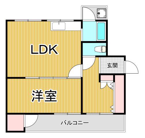 東仁川団地2号棟(2LDK/2階)の間取り写真