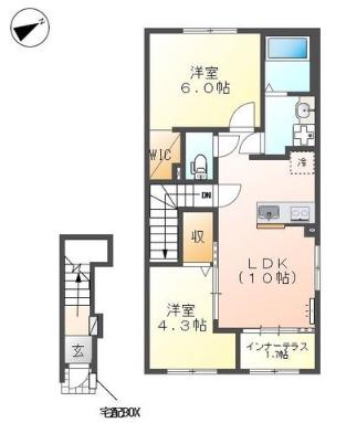 ラクードシャA(2LDK/2階)の間取り写真