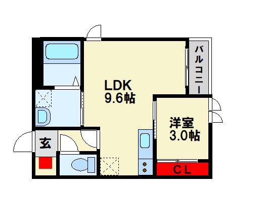 レガリスト戸畑(1LDK/1階)の間取り写真
