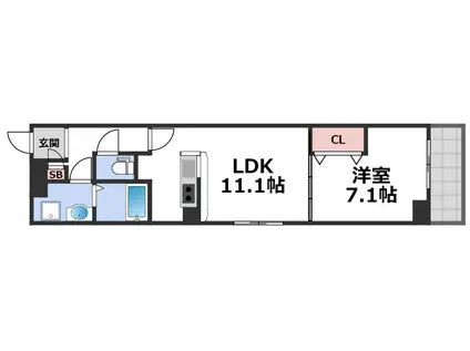 グランパシフィック生野東(1LDK/3階)の間取り写真