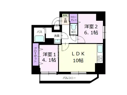 きくやコート浅草(2LDK/6階)の間取り写真
