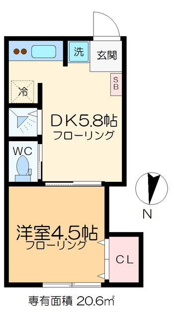 EハウスIV(1DK/1階)の間取り写真