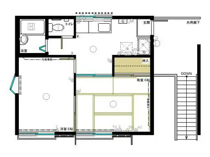 コーポ東いわき(2K/2階)の間取り写真