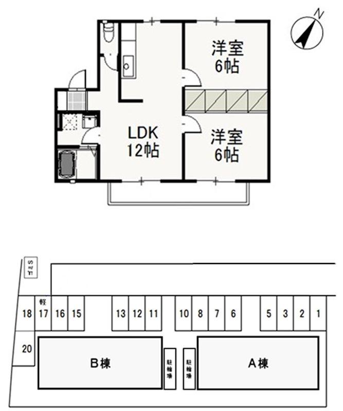 リーヴァ妹尾(2LDK/2階)の間取り写真