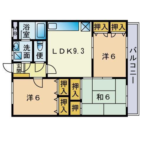 サンコーポフジⅡ(3LDK/1階)の間取り写真