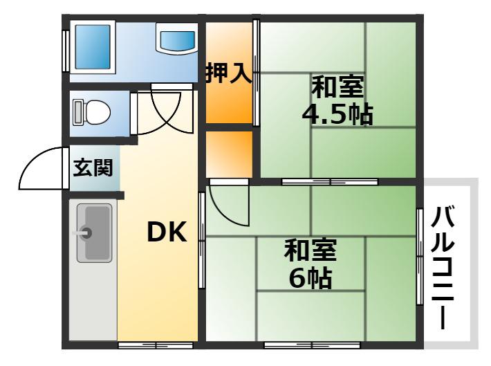 高倉文化(2DK/1階)の間取り写真