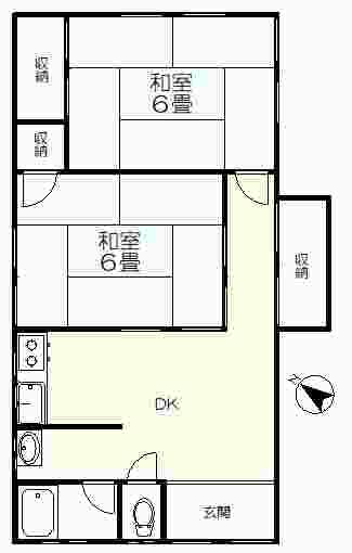 大月荘(2DK/1階)の間取り写真