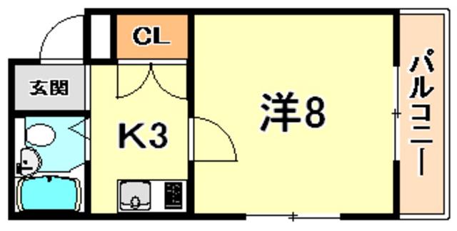 エイトパレス御影(1K/3階)の間取り写真