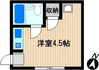 ユニオンハイツ鹿島田C棟(ワンルーム/1階)の間取り写真