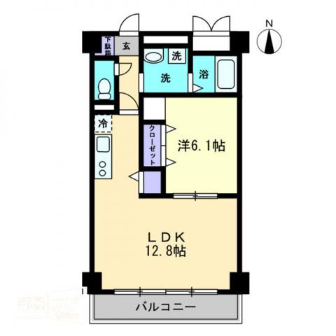フィール上之町(1LDK/4階)の間取り写真