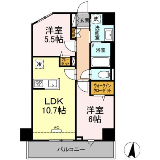 GRAND SOLEIL(2LDK/5階)の間取り写真