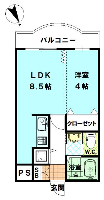 ベレープト(1K/2階)の間取り写真