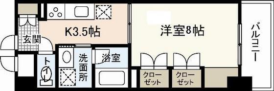 シェルクレールマンション(1K/3階)の間取り写真