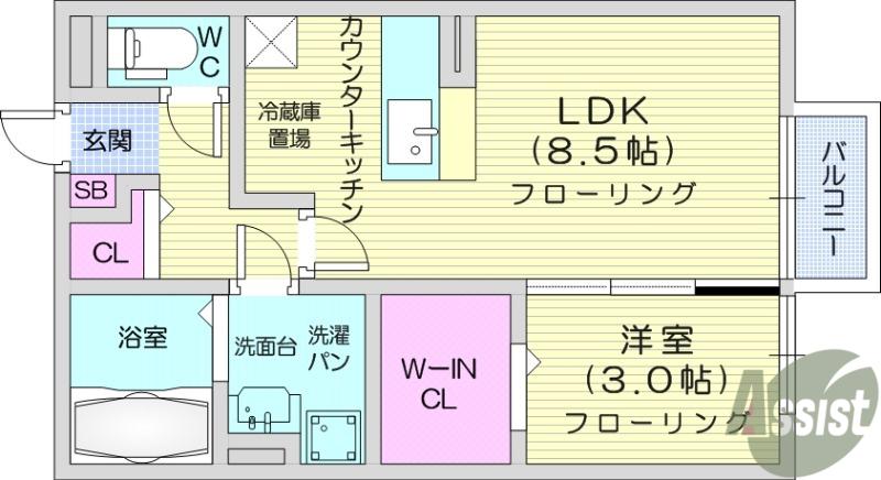 ドリームヒルズB(1LDK/1階)の間取り写真