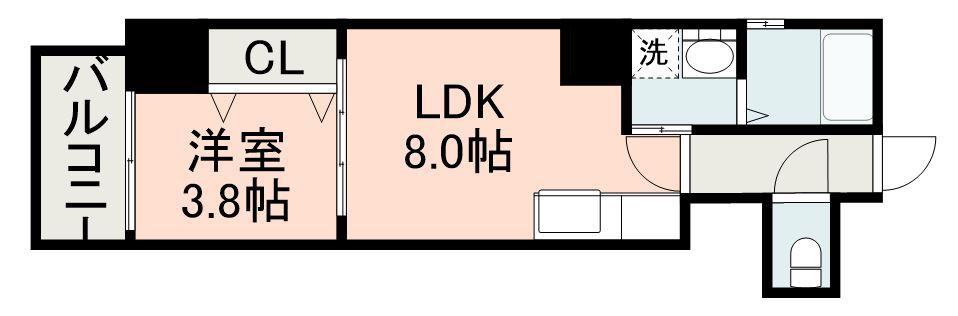 さくらヒルズ大黒町(1LDK/4階)の間取り写真