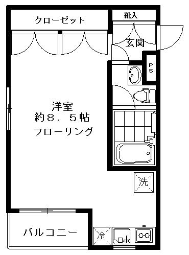 ルードシエン(ワンルーム/3階)の間取り写真