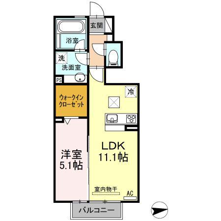 Nオーサ(1LDK/1階)の間取り写真