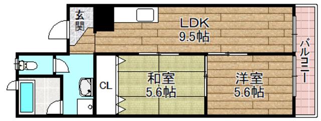 第1マーブルハイツ(2LDK/4階)の間取り写真