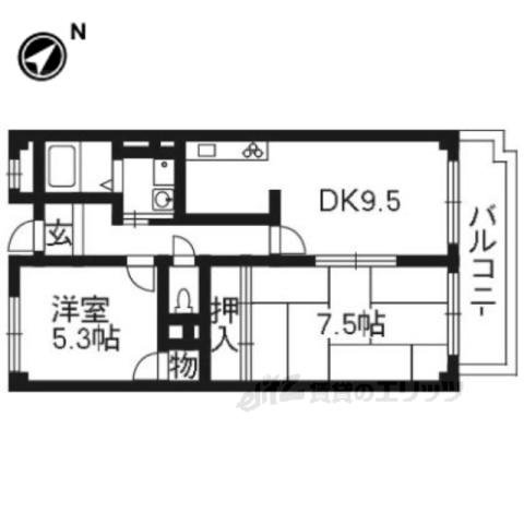 フラワー3番館(1LDK/2階)の間取り写真