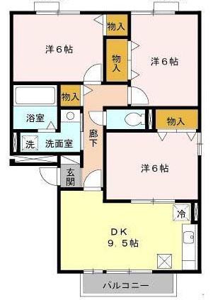 コートダジュール(3LDK/2階)の間取り写真