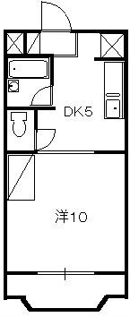 ア・ラ・モードS(1DK/2階)の間取り写真