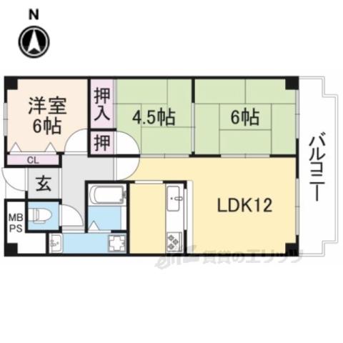 サンメゾン忍海(3LDK/1階)の間取り写真