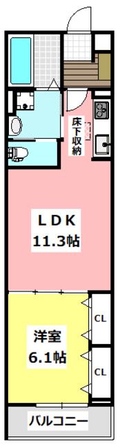 ジーアンビエンス(1LDK/1階)の間取り写真