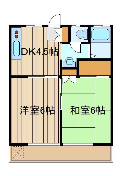 コーポアイビー(2DK/2階)の間取り写真