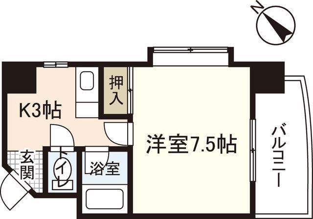 アーバン田部III(1K/6階)の間取り写真