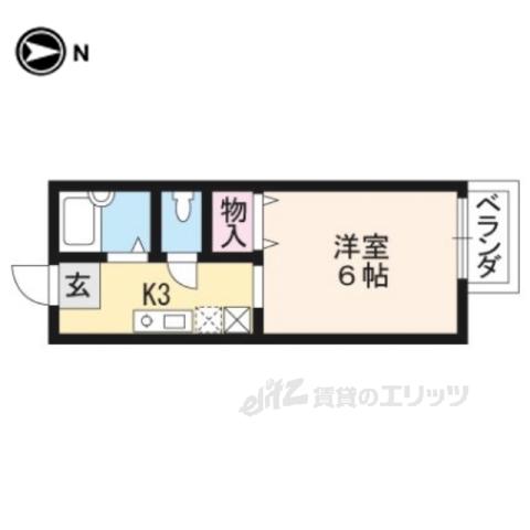 ニーロッソ(1K/2階)の間取り写真