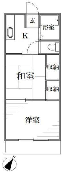 ハイツサンライズ(2K/2階)の間取り写真