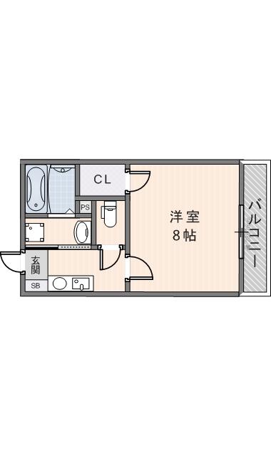 KTIレジデンス若江岩田(1K/2階)の間取り写真