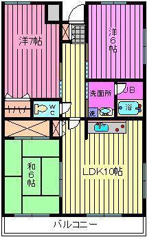 砂サンシャインシティ3番館(3LDK/6階)の間取り写真