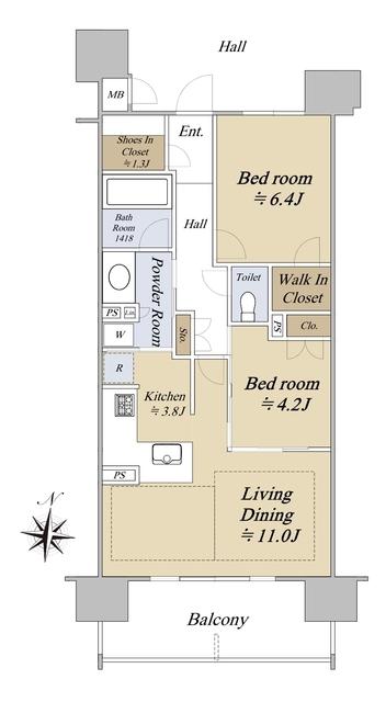 THE SAKAE RESIDENCE(2LDK/9階)の間取り写真