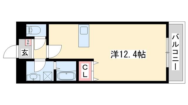 ウィンドヒル(1K/2階)の間取り写真
