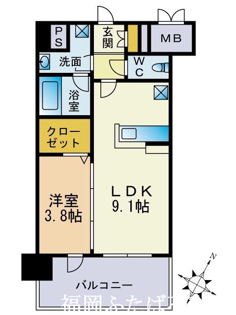 フリーデル桜坂(1LDK/2階)の間取り写真