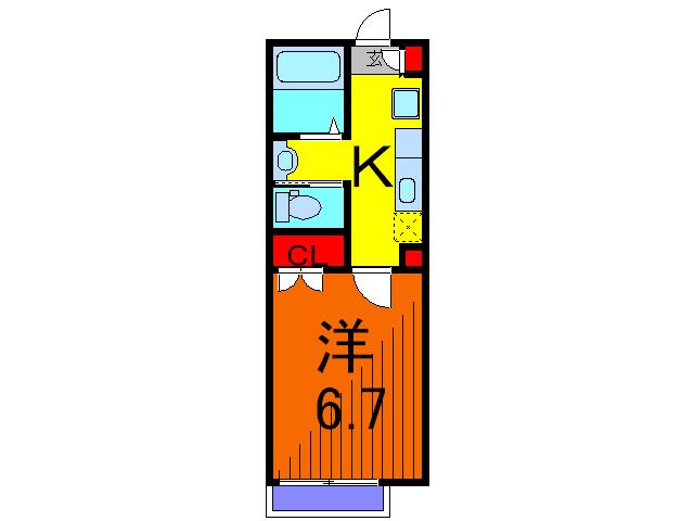 クリスタル青井1(1K/1階)の間取り写真