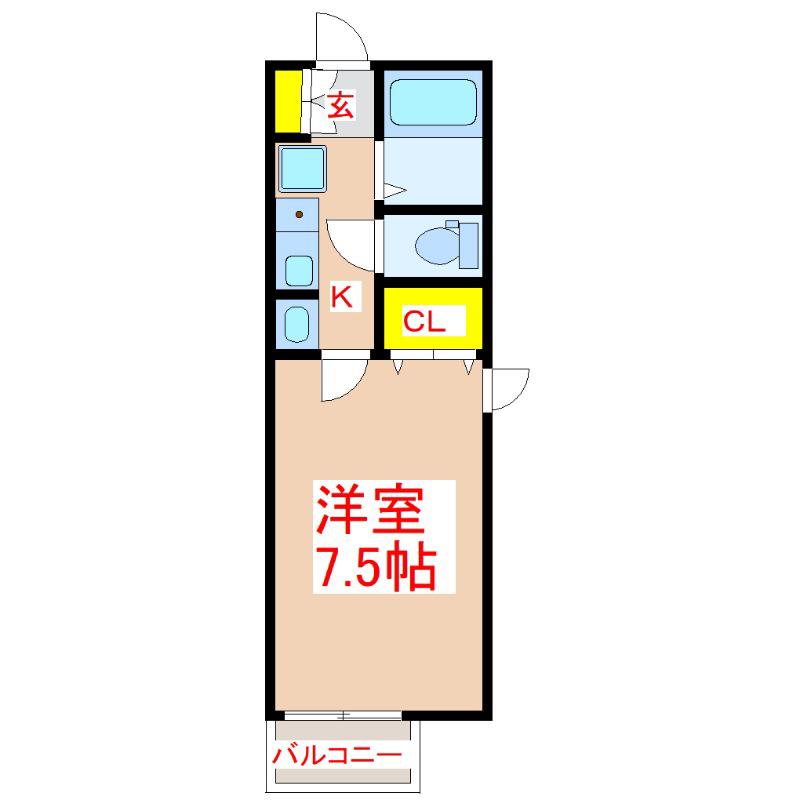 セジュール南郡元(1K/2階)の間取り写真