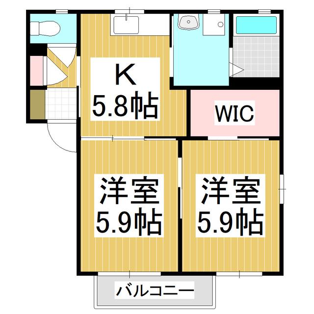ディアス筑摩B(2K/1階)の間取り写真